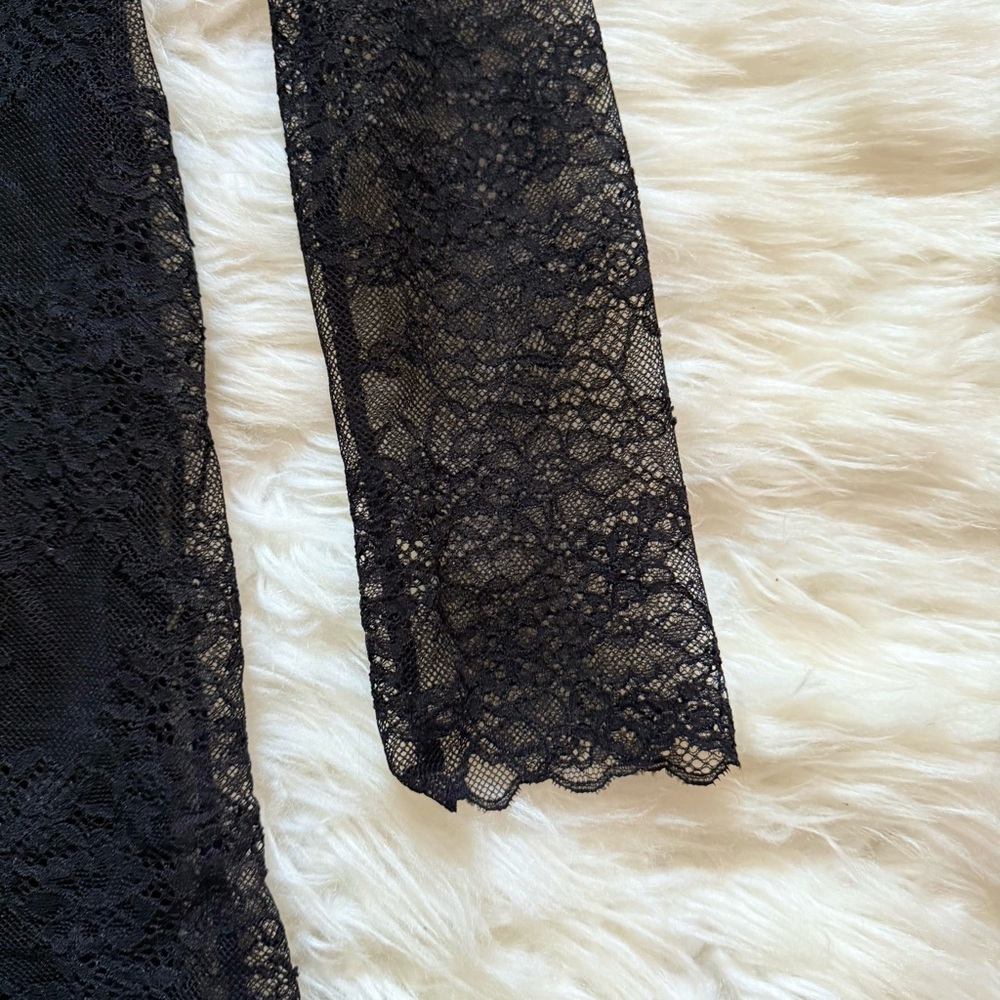 New! ALICE + OLIVIA “Delora” Embellished Neck Black Lace Mini Dress - Picture 10 of 11